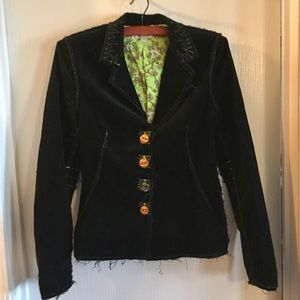 Petro Zillia Black Corduroy Raw Edge Fitte…